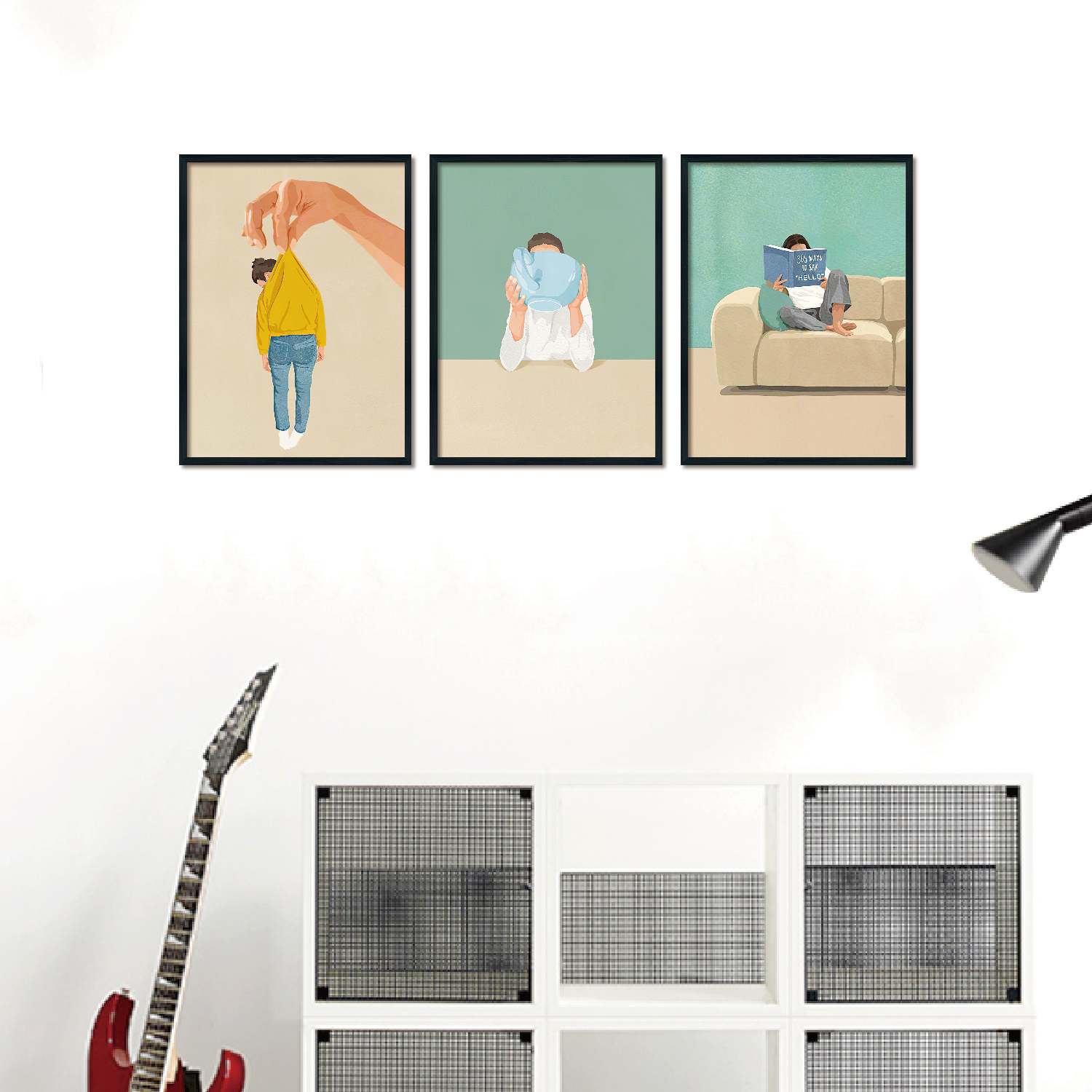 Triplet wood frame decorative painting (Cartoon figure)