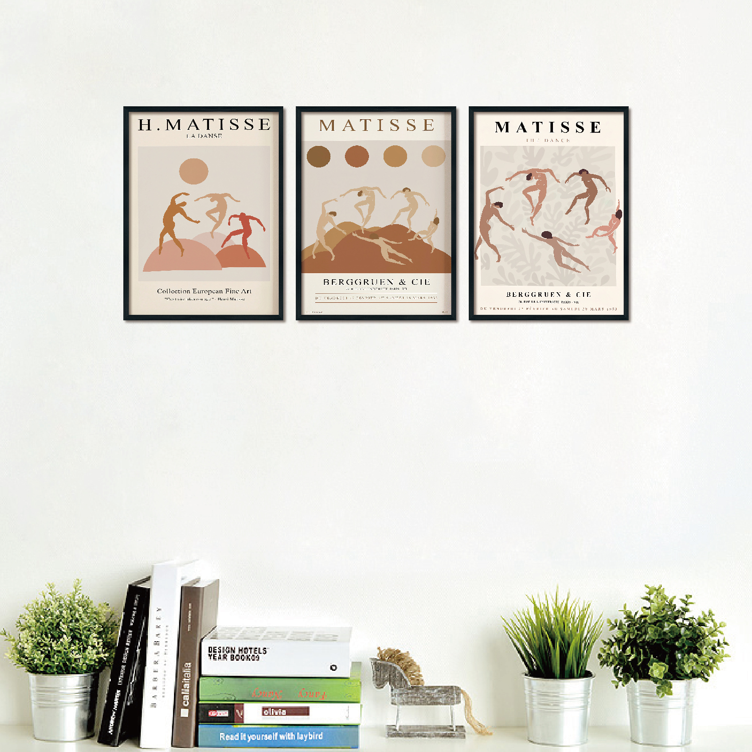 Triplet wood Frame decorative painting (MATISSE khaki)