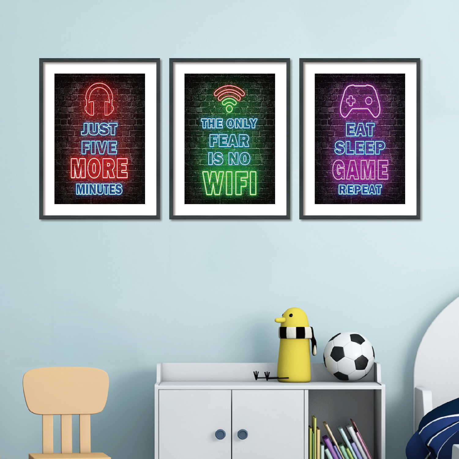 Three decorative Paintings (Games)