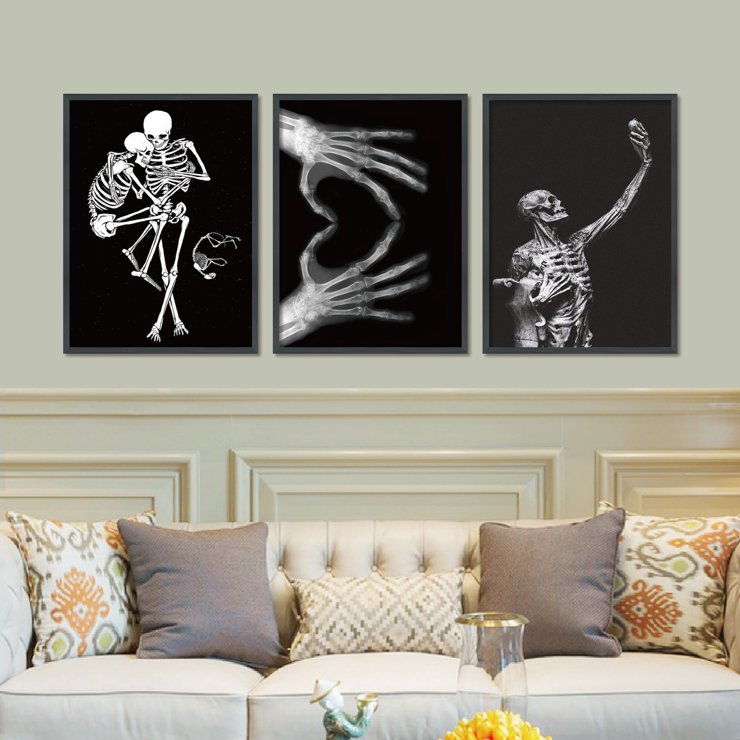 Three decorative paintings (Skeleton)